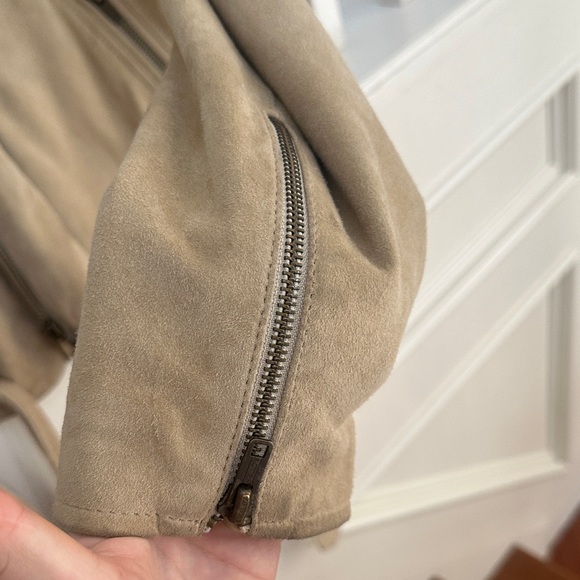 POLO RALPH LAUREN BIKER GOAT SUEDE JACKET BEIGE WOMENS SIZE XL - Picture 10 of 11